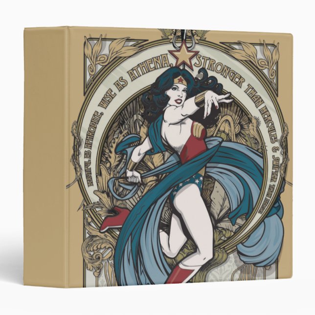 Wonder Woman Art Nouveau Panel 3 Ring Binder (Front/Spine)