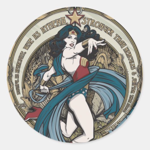 Wonder Woman Art Nouveau Panel Classic Round Sticker