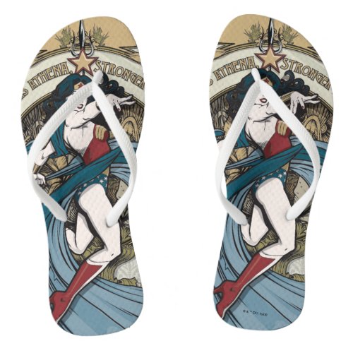 Wonder Woman Art Nouveau Panel Flip Flops