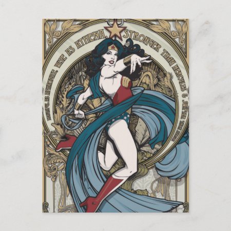 Wonder Woman Art Nouveau Panel Postcard