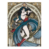 Wonder Woman Art Nouveau Panel Postcard