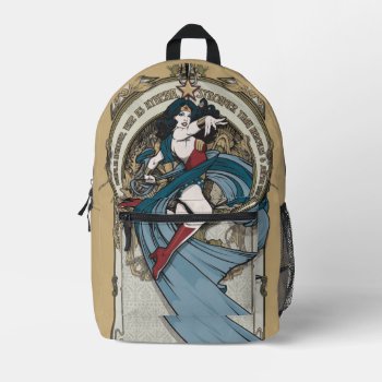 Wonder Woman Art Nouveau Panel Printed Backpack by wonderwoman at Zazzle
