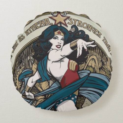 Wonder Woman Art Nouveau Panel Round Pillow