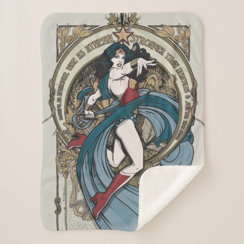 Wonder Woman Art Nouveau Panel Sherpa Blanket