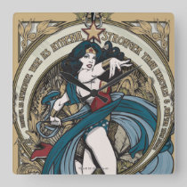 Wonder Woman Art Nouveau Panel Square Wall Clock