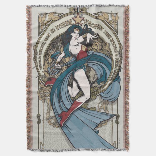 Wonder Woman Art Nouveau Panel Throw Blanket