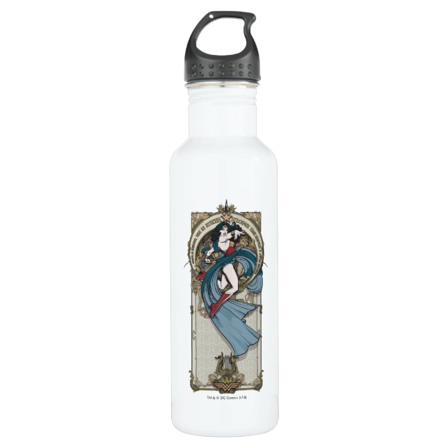 Wonder Woman Art Nouveau Panel Water Bottle (Front)