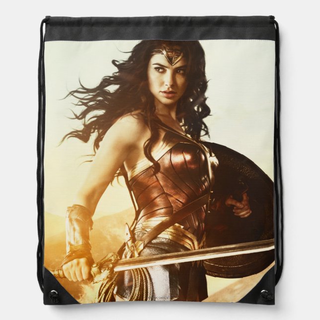 Wonder Woman At Sunset Drawstring Bag (Front)