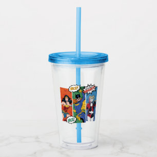 Wonder Woman, Batgirl, & Harley Quinn Holiday Acrylic Tumbler