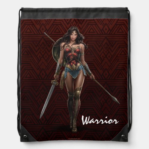 Wonder Woman Battle_Ready Comic Art Drawstring Bag