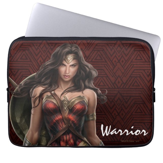 Wonder Woman Battle-Ready Comic Art Laptop Sleeve (Front)