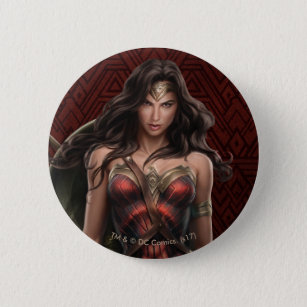 Wonder Woman Battle-Ready Comic Art Pinback Button