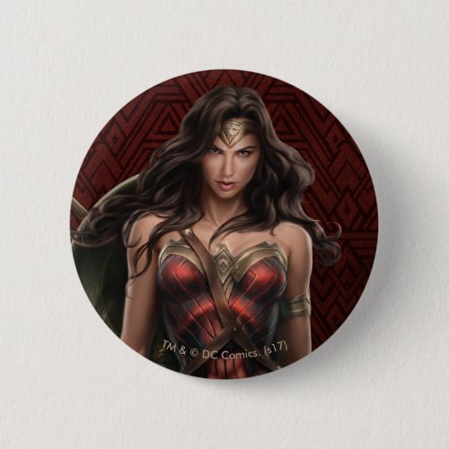 Wonder Woman Battle_Ready Comic Art Pinback Button