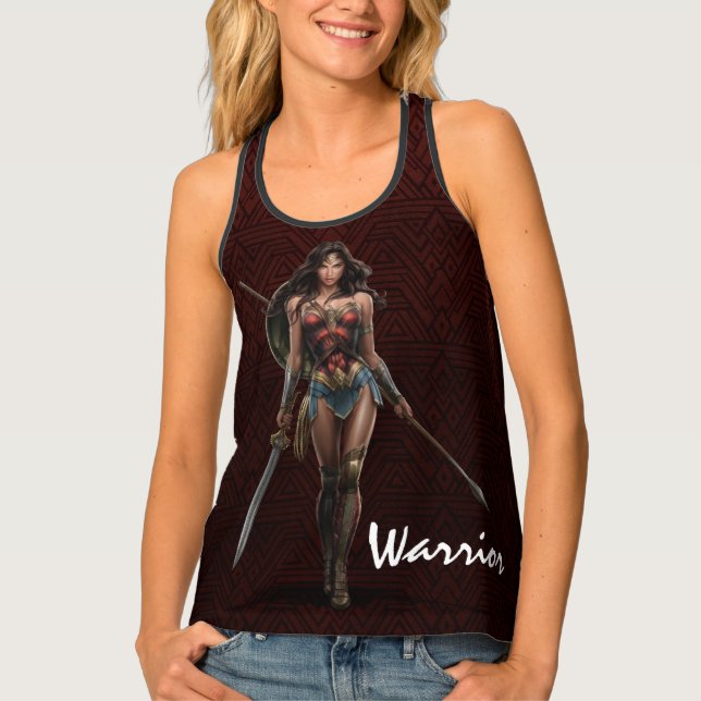 Wonder Woman Battle-Ready Comic Art Tank Top (Front)