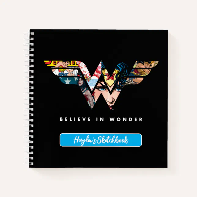 Wonder Woman "Believe In Wonder" Collage Drawing Notebook | Zazzle