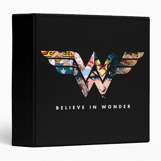 Wonder Woman "Believe In Wonder" Collage Logo 3 Ring Binder (Front/Spine)