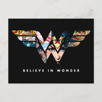 Wonder Woman "Believe In Wonder" Collage Logo Invitation Postcard