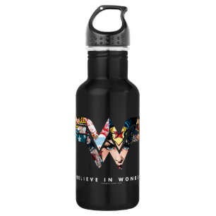 Wonder Woman "Believe In Wonder" Collage Logo Stainless Steel Water Bottle