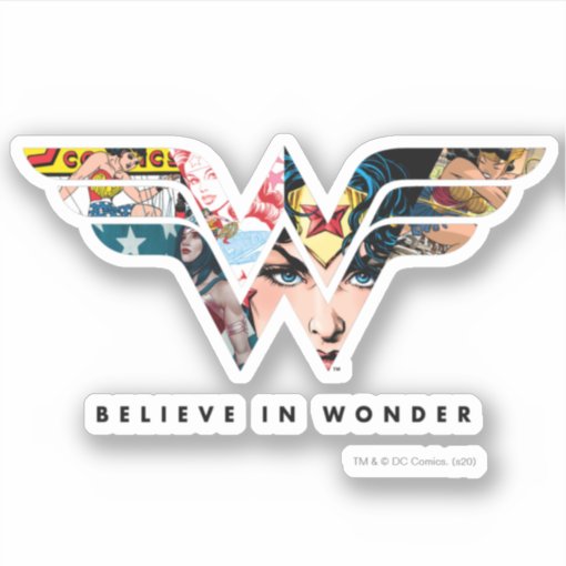 Wonder Woman Believe In Wonder Collage Logo Sticker Zazzle