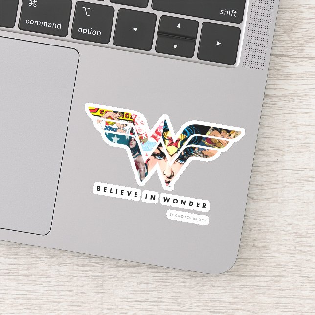 Wonder Woman "Believe In Wonder" Collage Logo Sticker (Detail)