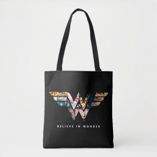 Wonder Woman Believe In Wonder Collage Logo Tote Bag