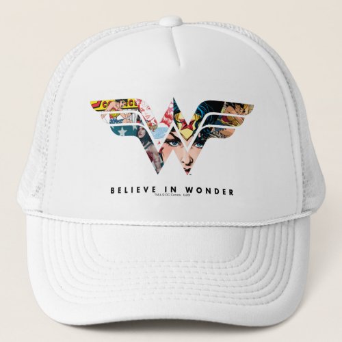 Wonder Woman Believe In Wonder Collage Logo Trucker Hat