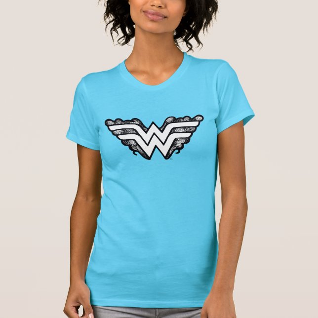 Wonder Woman Black Lace Logo T-Shirt (Front)