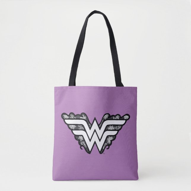 Wonder Woman Black Lace Logo Tote Bag (Front)