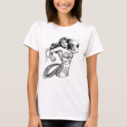 Wonder Woman Black  White Defend T_Shirt