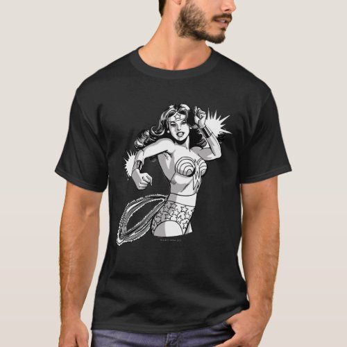 Wonder Woman Black  White Defend T_Shirt