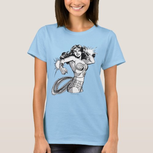 Wonder Woman Black  White Defend T_Shirt