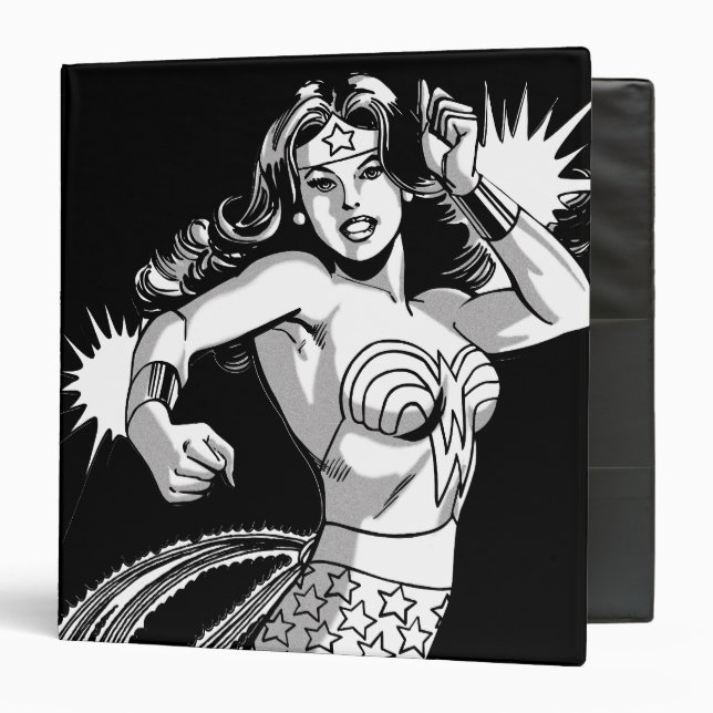 Wonder Woman Black & White Defender 3 Ring Binder (Front/Inside)