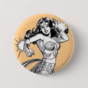 Wonder Woman Black & White Defender Pinback Button