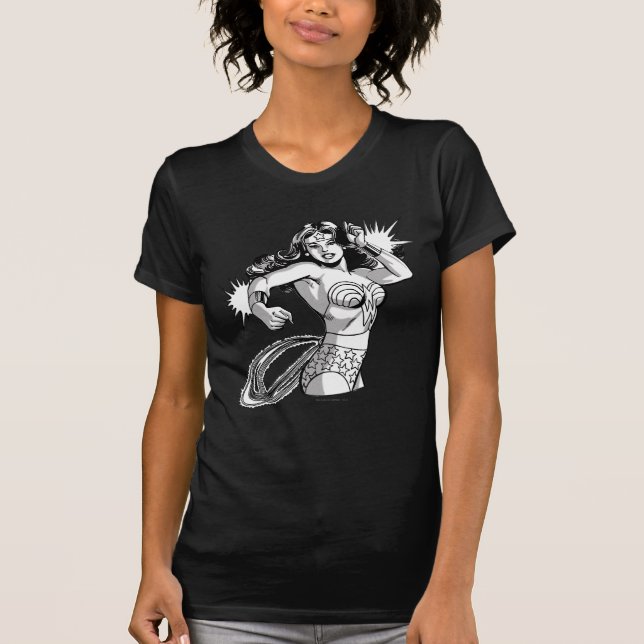 Wonder Woman Black & White Defender T-Shirt (Front)