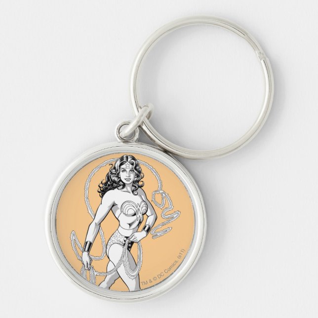 Wonder Woman Black & White Fighter Keychain (Front)