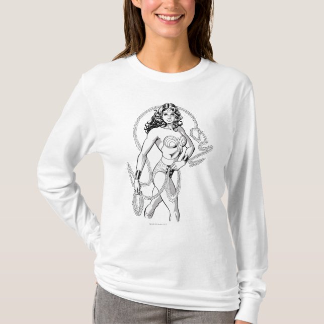 Wonder Woman Black & White Fighter T-Shirt (Front)