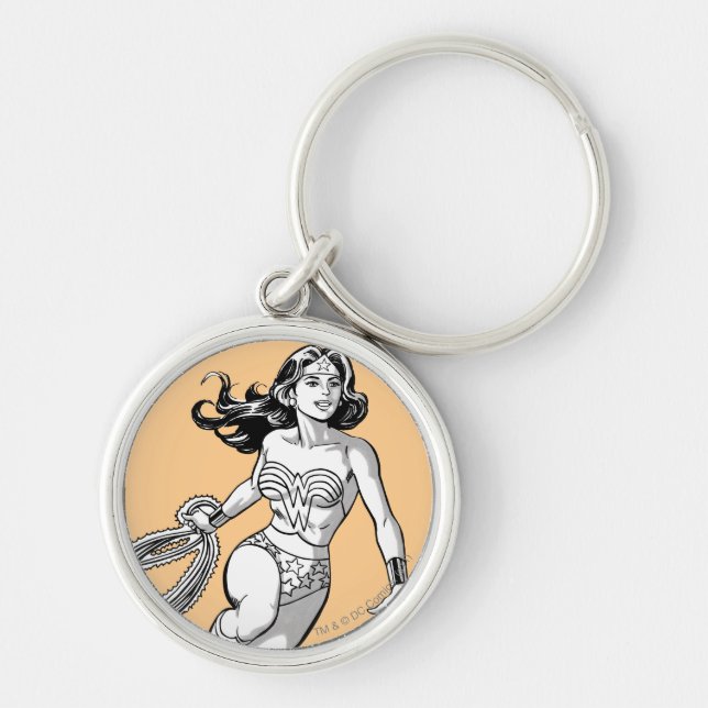 Wonder Woman Black & White Lasso Keychain (Front)