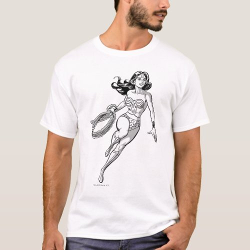 Wonder Woman Black  White Lasso T_Shirt
