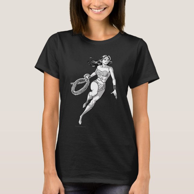 Wonder Woman Black & White Lasso T-Shirt (Front)