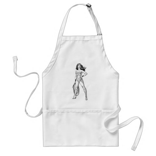 Wonder Woman Black  White Pose Adult Apron