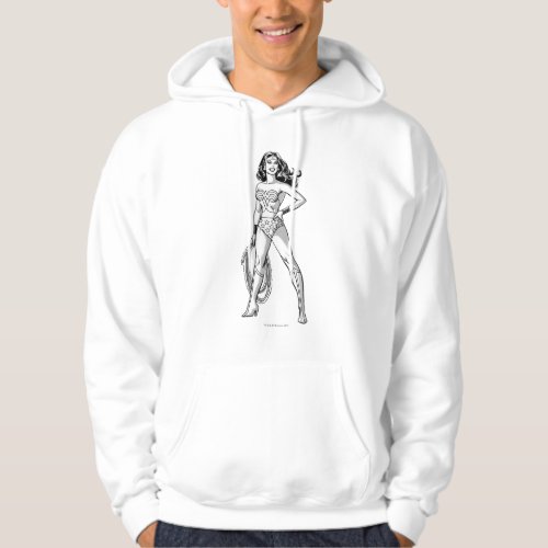 Wonder Woman Black  White Pose Hoodie