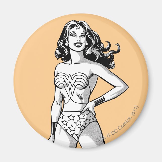 Wonder Woman Black & White Pose Magnet (Front)