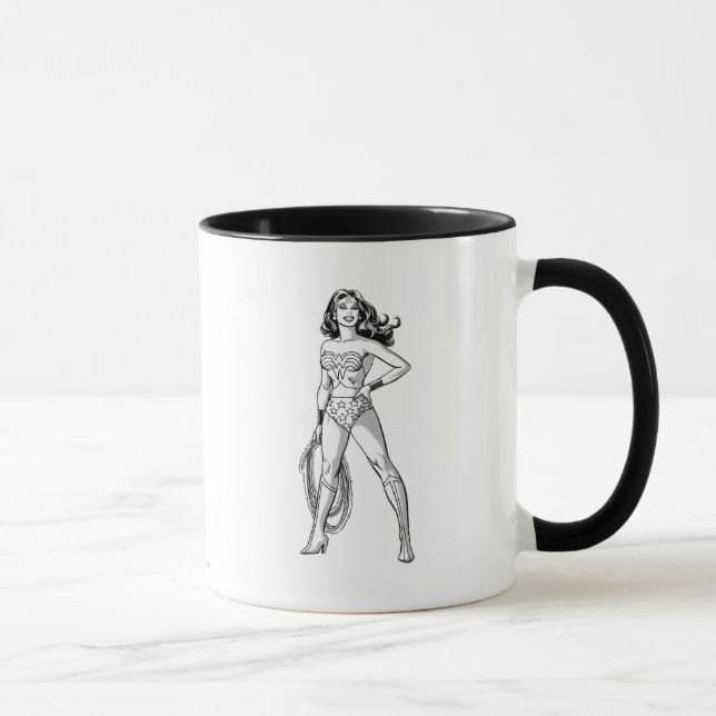 Wonder Woman Black & White Pose Mug (Right)