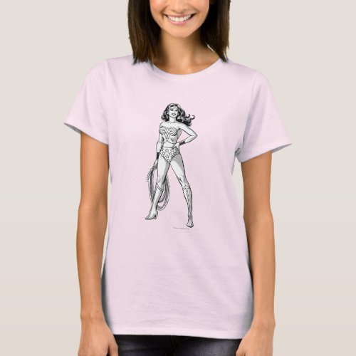 Wonder Woman Black  White Pose T_Shirt