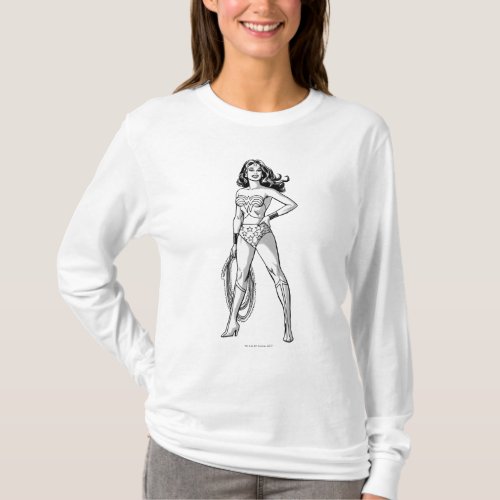 Wonder Woman Black  White Pose T_Shirt