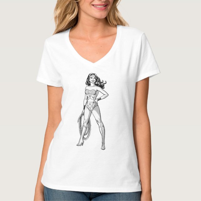 Wonder Woman Black & White Pose T-Shirt (Front)