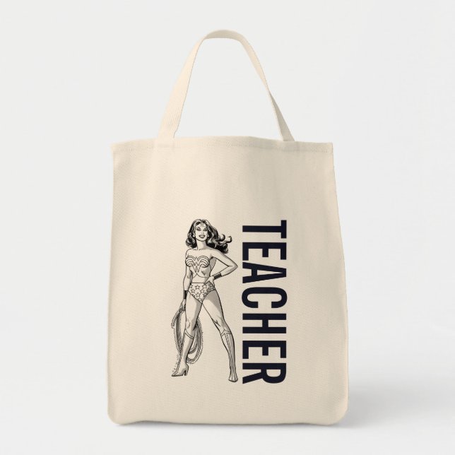 Wonder Woman Black & White Pose Tote Bag (Front)