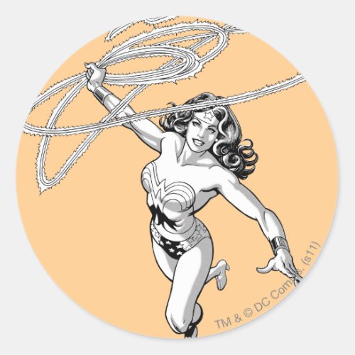 Wonder Woman Black  White Twirl Classic Round Sticker