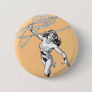 Wonder Woman Black & White Twirl Pinback Button