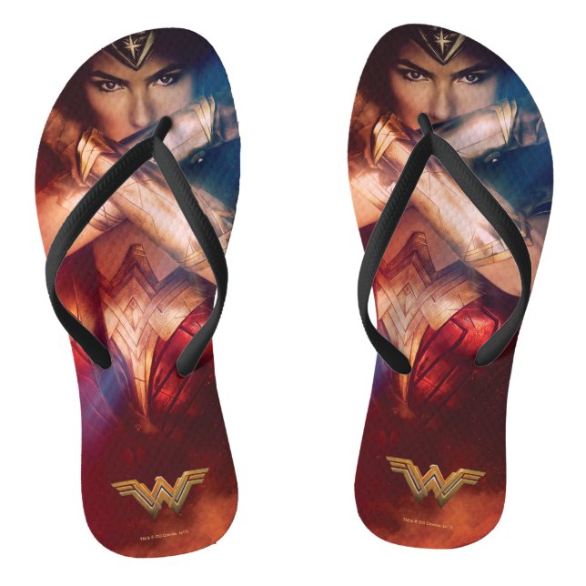 Wonder Woman Blocking With Bracelets Flip Flops (Footbed)